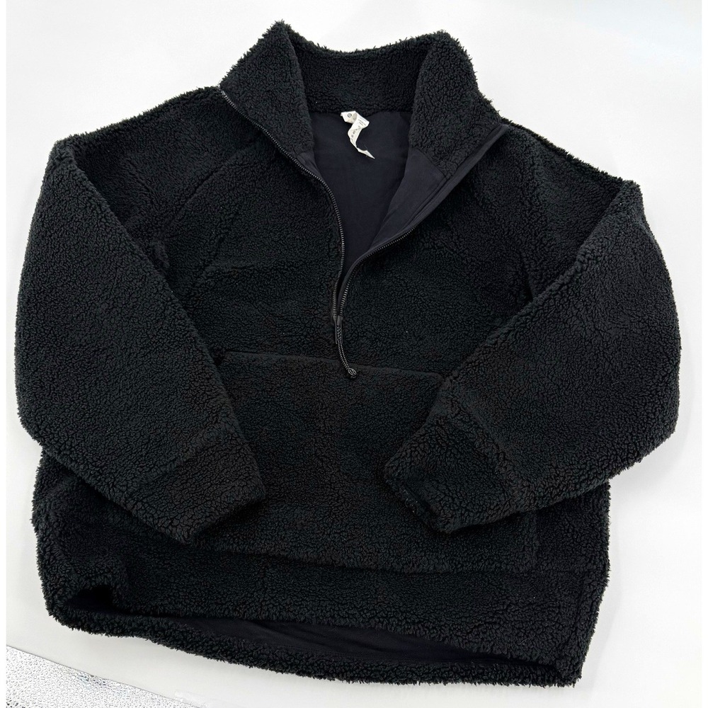 Lululemon Scuba Oversized Sherpa Half Zip Pullover Women XS/S Black Fleece
